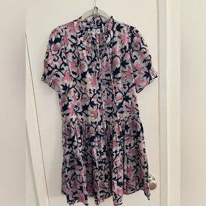 Apiece Apart Pink and Navy Floral Mini Dress